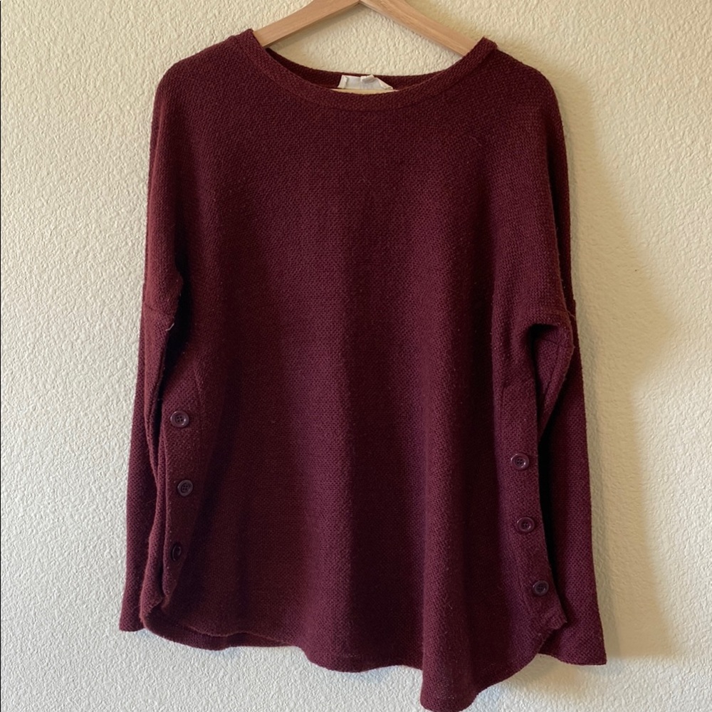 Bb Dakota Burgundy Button Sweater